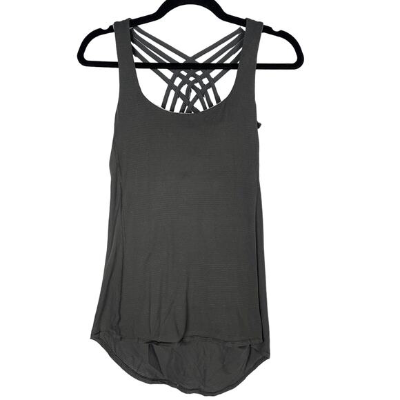 Lululemon Womens 6 Gray Grey Wild Tank Top Open Strappy Back Shelf Bra Luon - Picture 1 of 10
